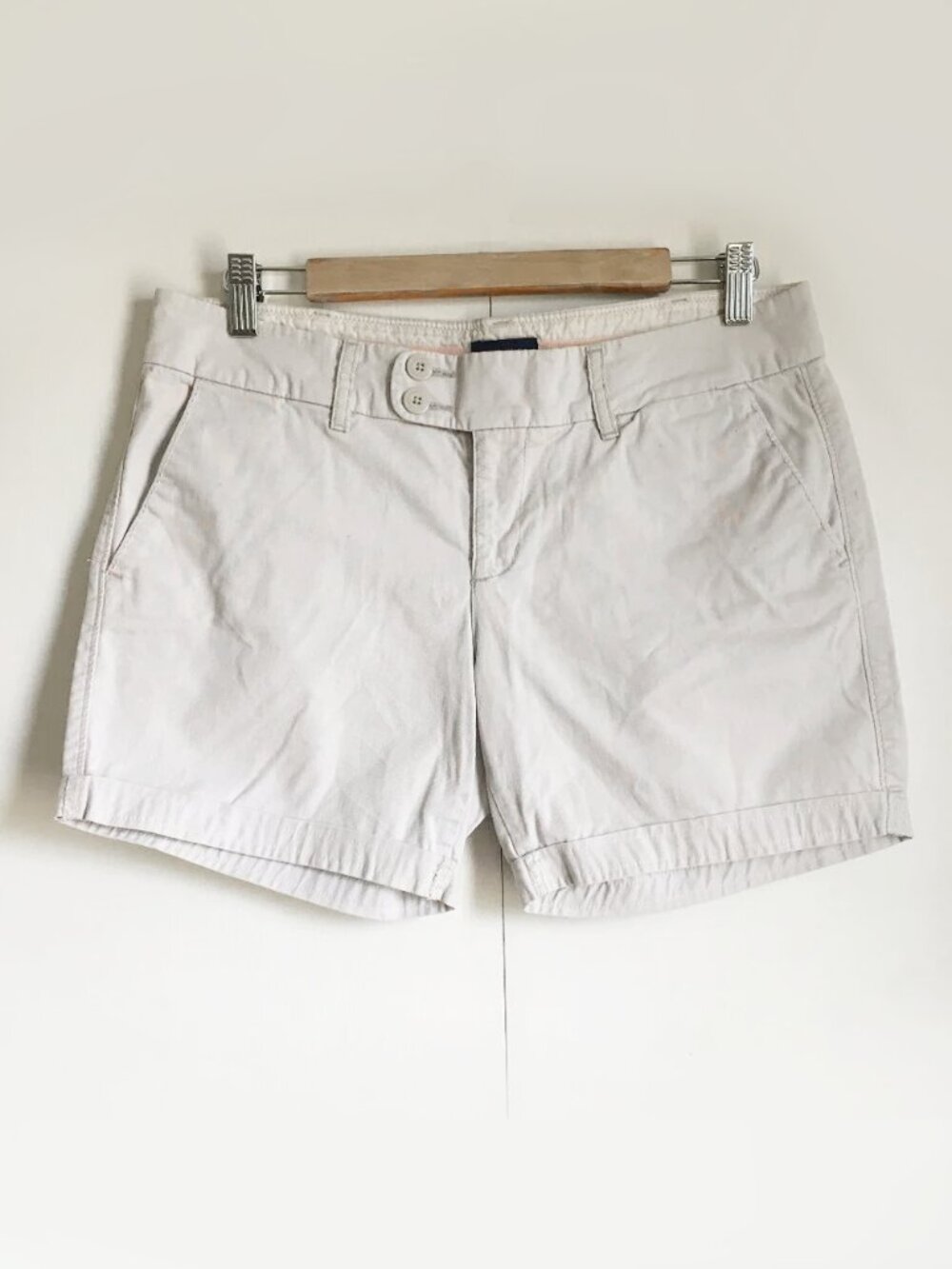 Y2K American Eagle Vintage Live Your Life Off-White Cotton Cuffed Shorts 8